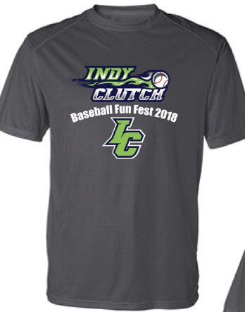 ClutchIndy's tweet photo. We are taking pre-orders for our Fun Fest Dri-fit shirts. This is the design for the front and on the back will be Team w/ player name. Price $15 Deadline September 14, 2018. To order email IndyClutchBaseball@gmail.com https://t.co/558FvU518U