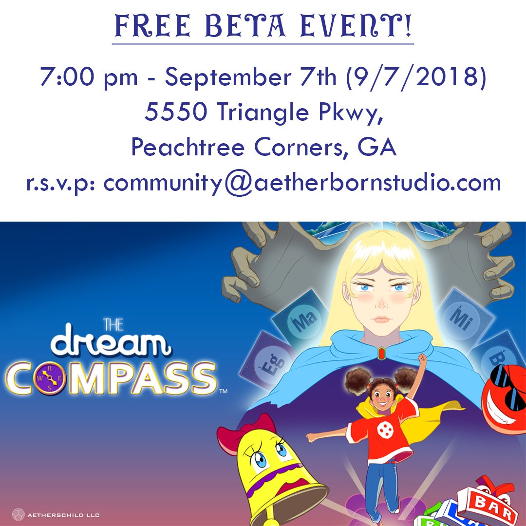 AetherschildLLC's tweet photo. Hey Compass Fans! Just reminding all of our locals to come out and support us and The Dream Compass at our beta event next Friday! We'll provide refreshments and a game. You provide you, lol. Looking forward to seeing you!

Compass Team

#IndieGameDev #gamedev  #thedreamcompass https://t.co/FO2DYOXJoj