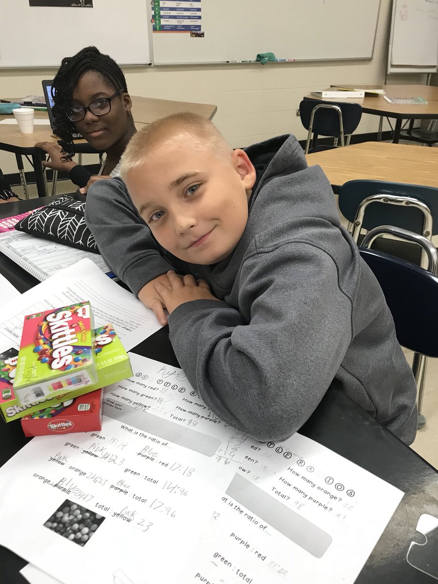 MrsHSchmit's tweet photo. Ratios and Skittles make for a great Friday math activity! #cridgepride https://t.co/3Er8aX3mHs