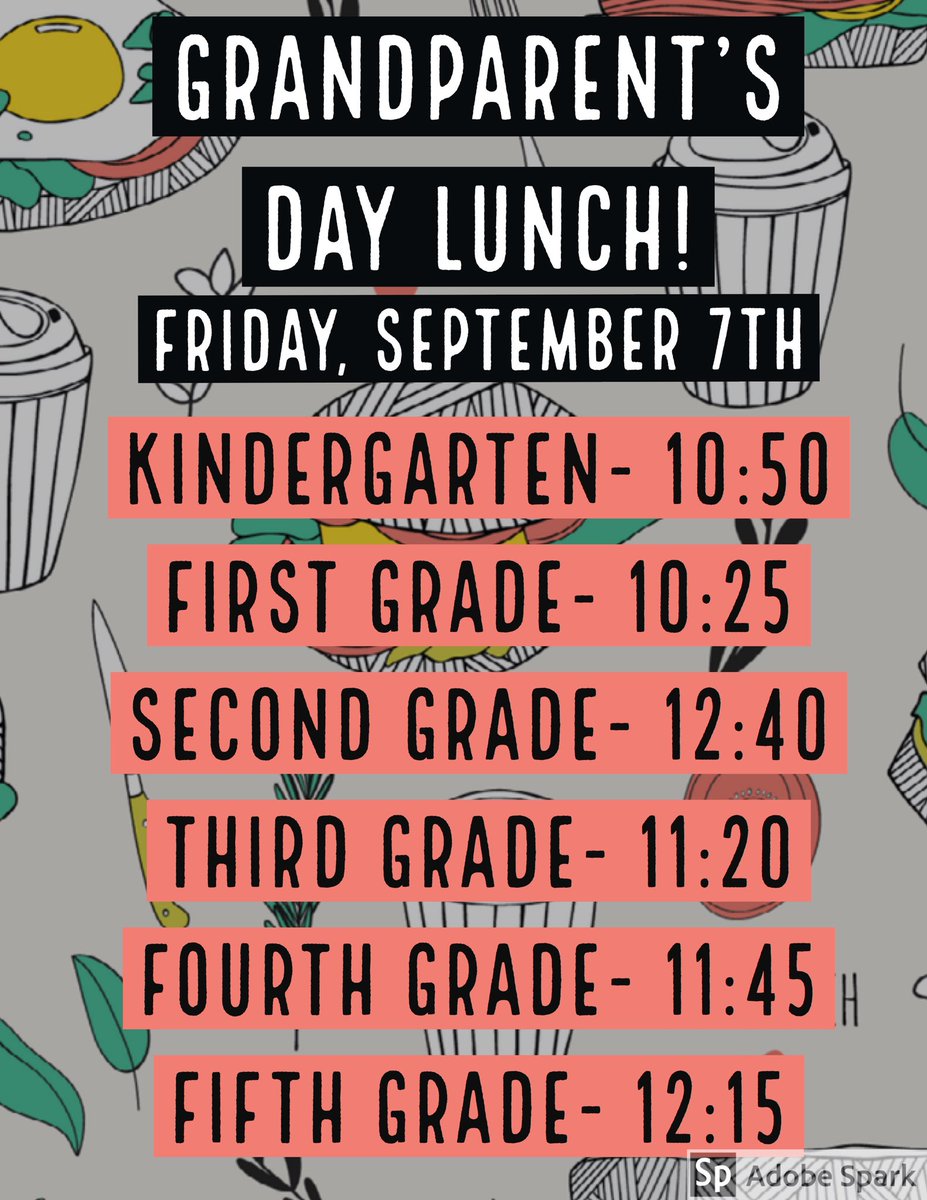 Mark your calendars!!! Grandparents Day Lunch, FRIDAY, September 7th! #LegacyAES