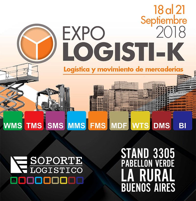 SoporteLog's tweet photo. Los esperamos del 18 al 21 de Septiembre en @expologisti_k en nuestro stand 3305 con las ultimas novedades en #SoftwareLogistico que se llevara a cabo en @LaRural_BsAs #Logistica #Expo #Sotware #Warehouse #Transporte #Distribucion #Administracion #Mantenimiento #BuenViernes https://t.co/mLcI2FIIgy