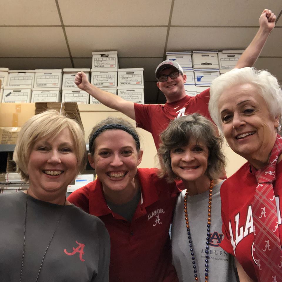 CEIBookstore's tweet photo. College colors day with the CEI Bookstore Team!#casualfriday #stafffun #collegecolorsday #wareagle #rolltide @auburnfootball @alabamafbl @collegecolors #ceibookstore #truthpublications @ CEI Bookstore / Truth Publications https://t.co/boaCaJlVV2