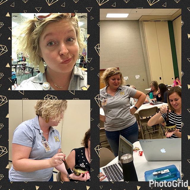 zacharysabrina's tweet image. Wednesday’s PD started off with some novelty in the form of a #singingbowl we talked about how I use mine to encourage #deepbreathing in my classroom #educationalneuroscience Oh and if you can’t tell, I thought it was crazy hair day! 🤣🤣 ift.tt/2C1Dpzk