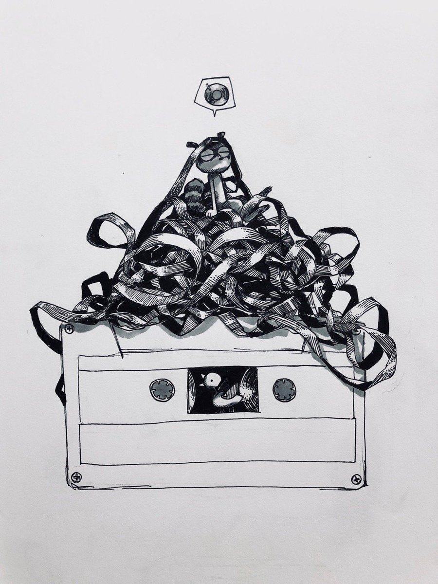 DragonflyD97_2's tweet photo. The time when I was too young to properly rewind and play a cassette. #drawing https://t.co/CaV5eXTNrc