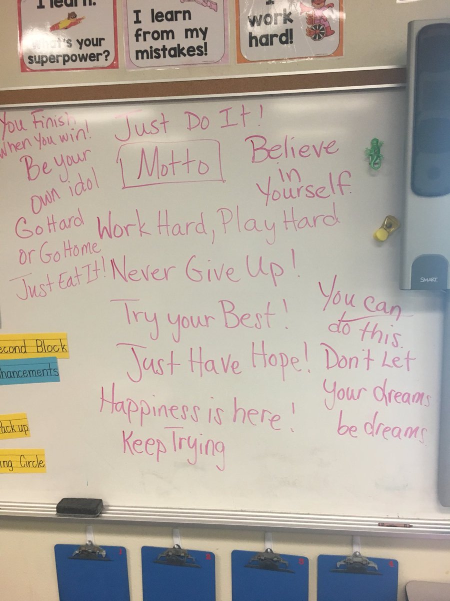 Fourth Graders starting off strong!  Picking their own Motto for this year!