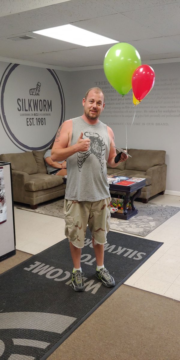 Silkworm_Inc's tweet photo. Congratulations to Chuck for being awarded worm of the month! Your fun yet responsible attitude really makes our company a better place to be!
#fish #fishphilosophy #companyculture #teamworm #wormway | https://t.co/yzRe9fHe5K https://t.co/Cf6VKie3ku