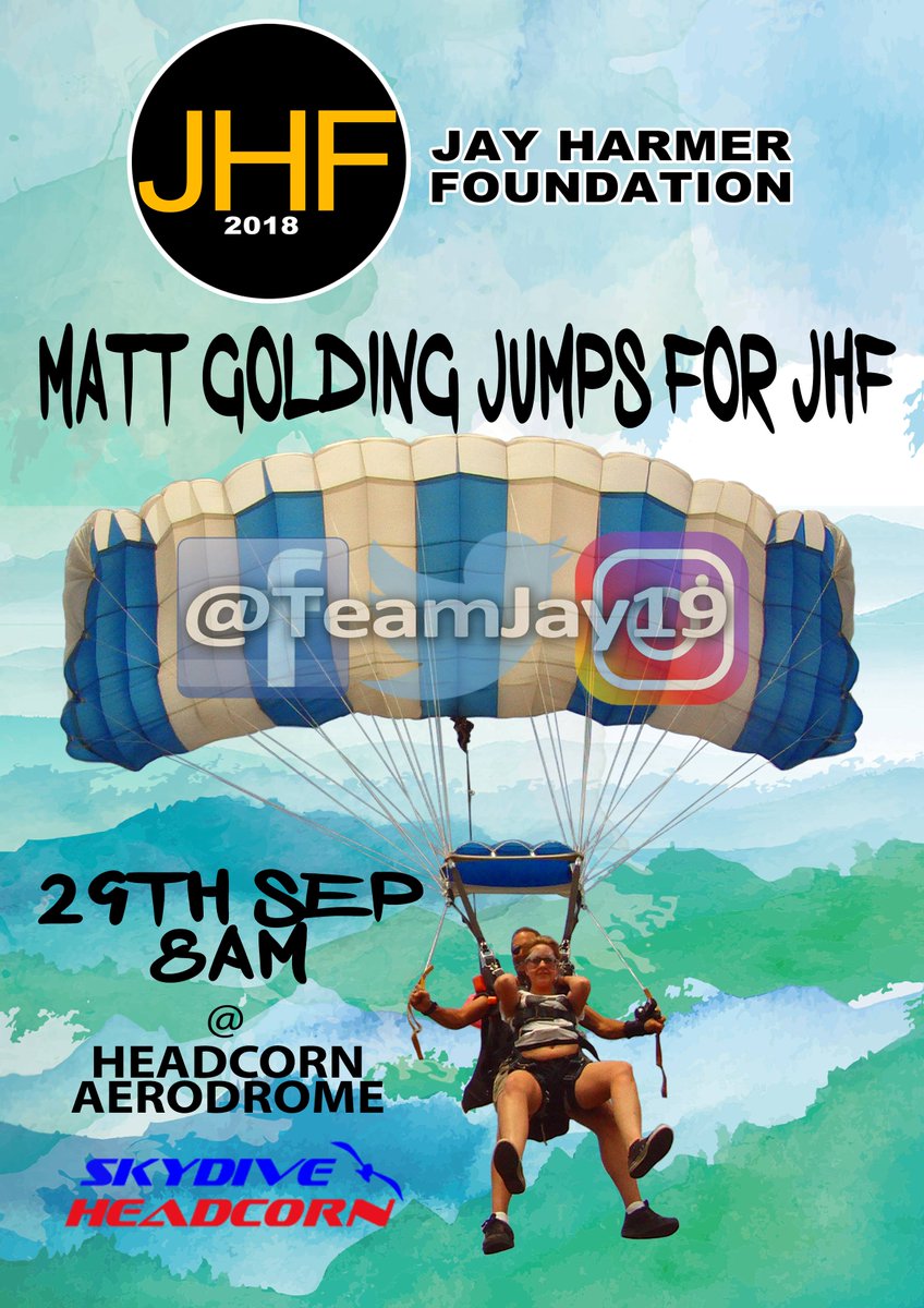TeamJay19's tweet photo. Matt 'Stretch' Golding is #parachute #jumping for #teamjay19 on 29th September 2018 at @skydiveheadcorn you can donate at https://t.co/cPFHrtD2F9 Pls RT @ScarlettMoffatt @StaceySolomon #GoGold #September #ChildhoodCancerAwarenessMonth @KSCourier https://t.co/3wN9tcPfBc