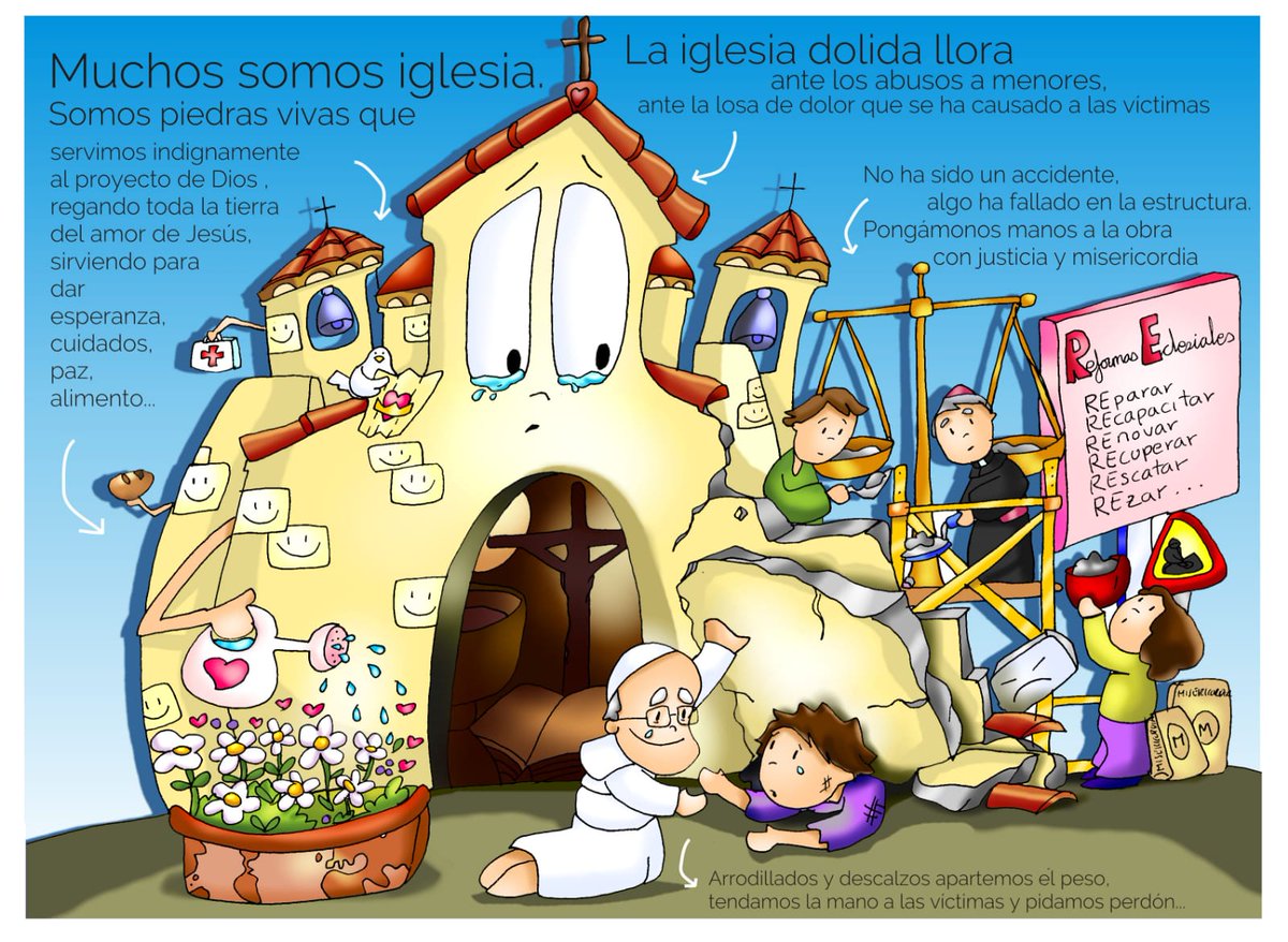 FanoPatxi's tweet image. Comparto este dibujo que nace del dolor y la reflexión ante los abusos a menores... Sigamos rezando....Gracias Francisco #PapaFrancisco