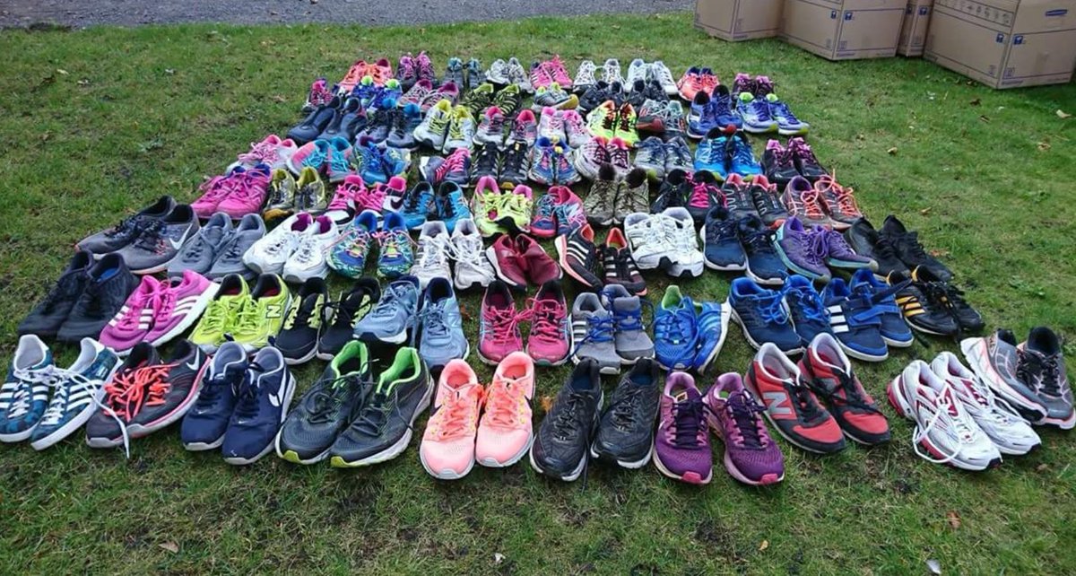 MileRelays's tweet photo. Over 75 pairs of shoes were donated to our shoe exchange programme. These will be spruced up and sent to athletes in South Africa via @Ronhill_UK's distribution channel. Thank you very much. https://t.co/9bs1V5Sdb9