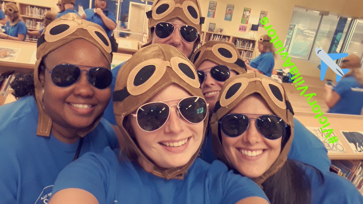 jbarton210's tweet photo. The 5th gr team @VictoryVillaes is ready for the 18-19 school year to take off! Thanks @mroberts_bcps for our aviator costumes!#webelonghere https://t.co/lNIjtEaqI6