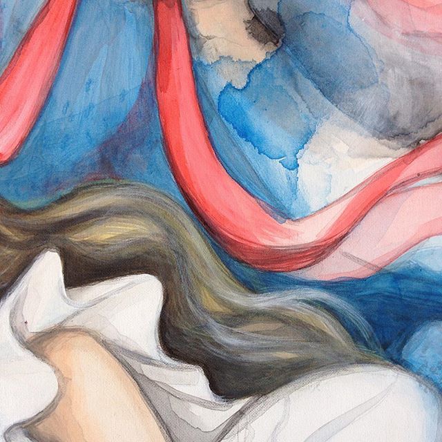 '- Ok Zita, you are not going to overdo this painting... the exact point is to make it  uneven!...' - Arguing with myself 🙄
#sneakpeek #indianinkoncanvas #acrylicwatercolor #memory #painting #illustration #redandblue #largeillustration #zitapt #zitap… ift.tt/2N4e782