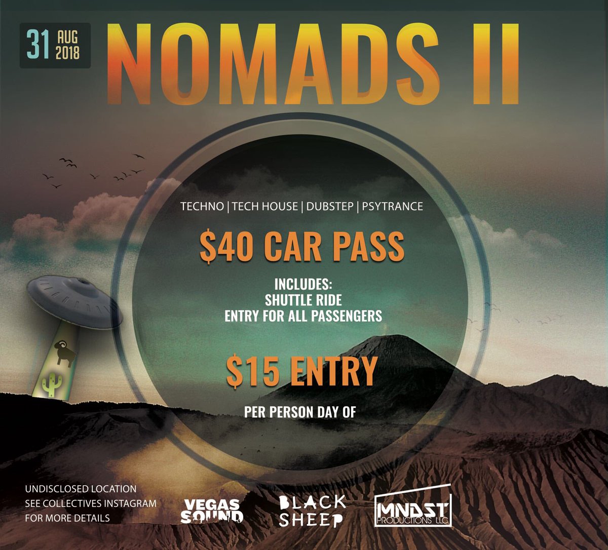 _VegasSound's tweet photo. TONIGHT | @BlackSheepRave x @_VegasSound x @MNDST_Official is in full effect with NOMADS 2 π₯π΅π₯π§ π₯π | prepare for anything like Wind, dust , booty, fire tunes and good eats πππ₯π DM us with any questions! See you there π #VegasSound #BlacksheepRave #mndst #FollowTheCactus https://t.co/WpoWjSvXhy
