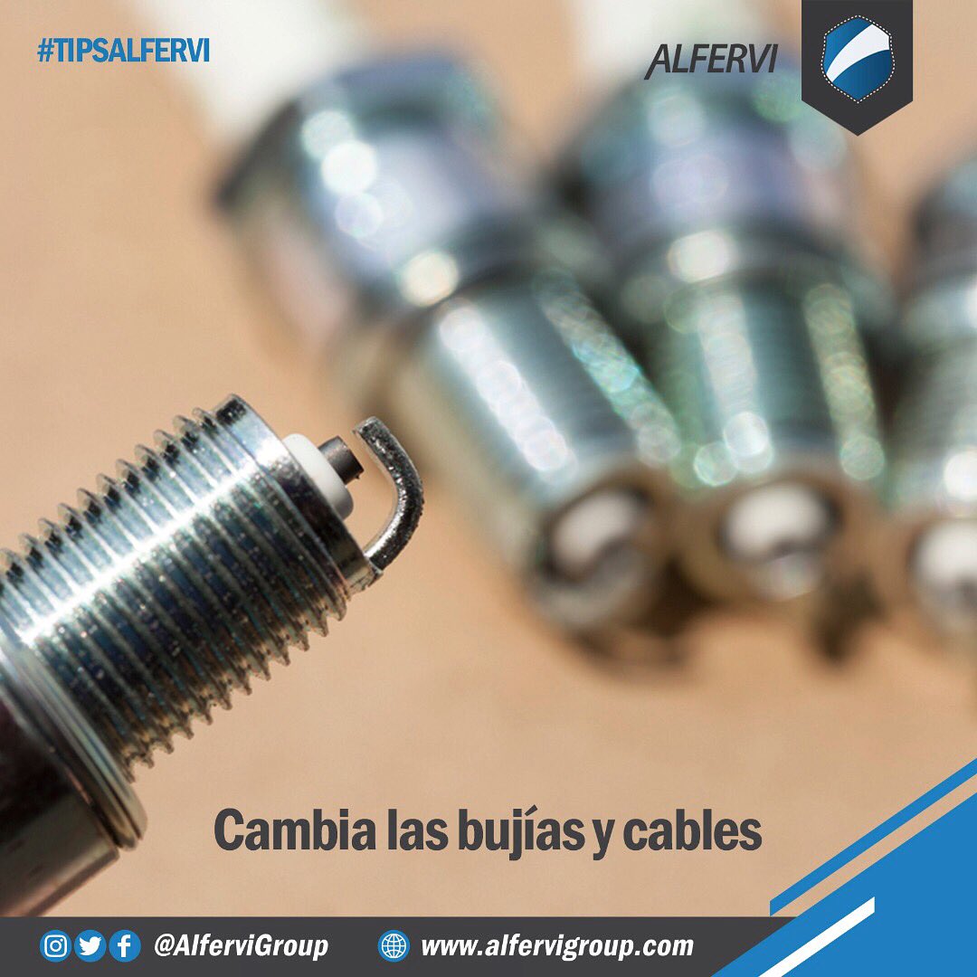 AlferviGroup's tweet photo. #TipsAlfervi .se recomienda  cambiar la bujía y cable. Ya que los cables recorren el camino que va desde el distribuidor hacia las bujías para conducir la electricidad, éstos generan una chispa que llega a encender la mezcla de aire y de la gasolina en la cámara de combustión. https://t.co/2RGSErvUQD