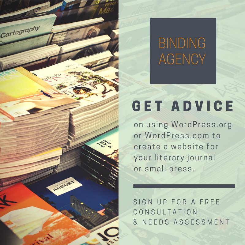 BindingAgency's tweet photo. If you manage a #literaryjournal or press and are considering @WordPress or @wordpressdotcom for your online presence, book a #free consultation and needs assessment to understand your options.  https://t.co/GEaO3cr2uJ https://t.co/67E14SLKYR