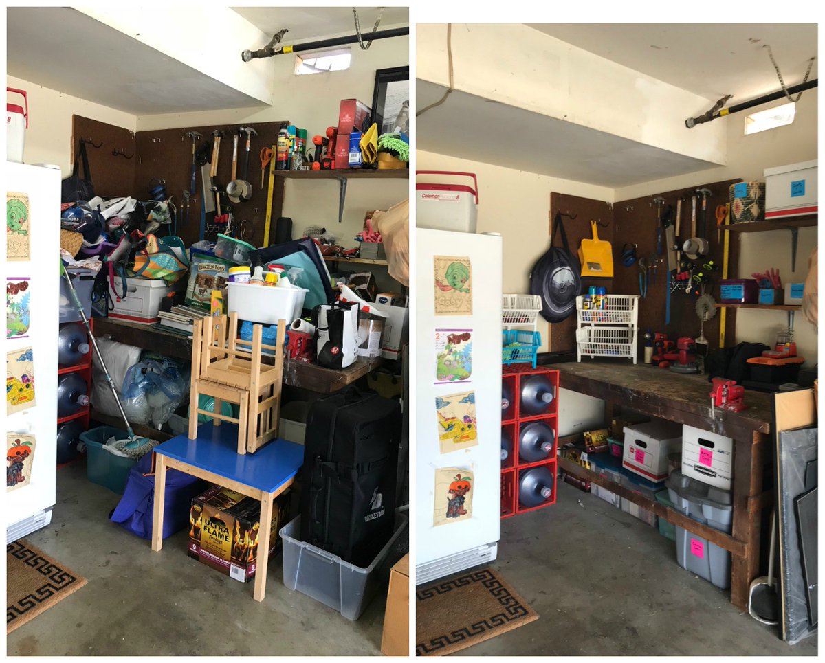 missorganized's tweet photo. Check out our before and afters of a garage.  The client and I worked 10 hours each over the course of two days.  Their happy because now they will easily be able to find and put away their sports equipment #garage #garageorganizing #garageorganization #garageclutter #organizing https://t.co/To5Vnpv6vD