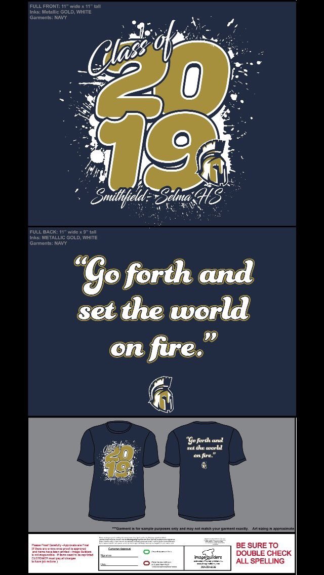 CLASS OF 2019!!
Shirts are in!! They will be available on the first day of school and they’re only 10 bucks!! 🤑 Let us know what size you need and we’ll make sure to get it to ya!