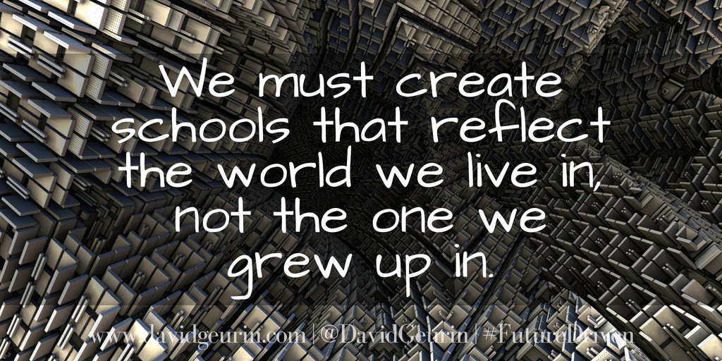 A3: Time machine schools are fascinated with the future. They approach teaching w/ curiosity about meeting the demands of tomorrow. They are biased towards action and change. #FutureDriven