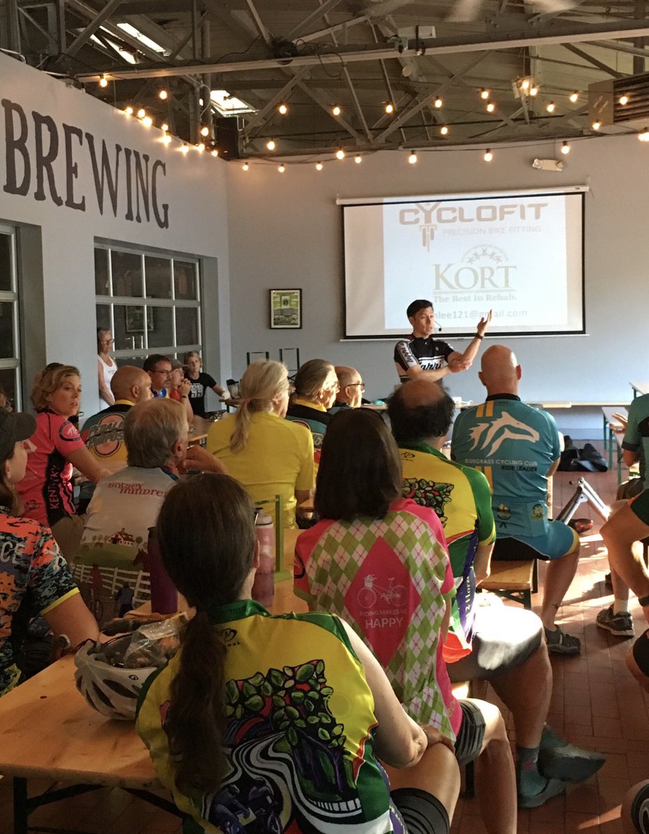 MattLee_PT's tweet photo. Thanks @BGCycling, @pamjoyky, @randysthomas for the invitation to share about bike fit, comfort, trunk strength and efficient power transfer from body to pedal. #cyclingstrong #BCC https://t.co/FOvEq14CEL
