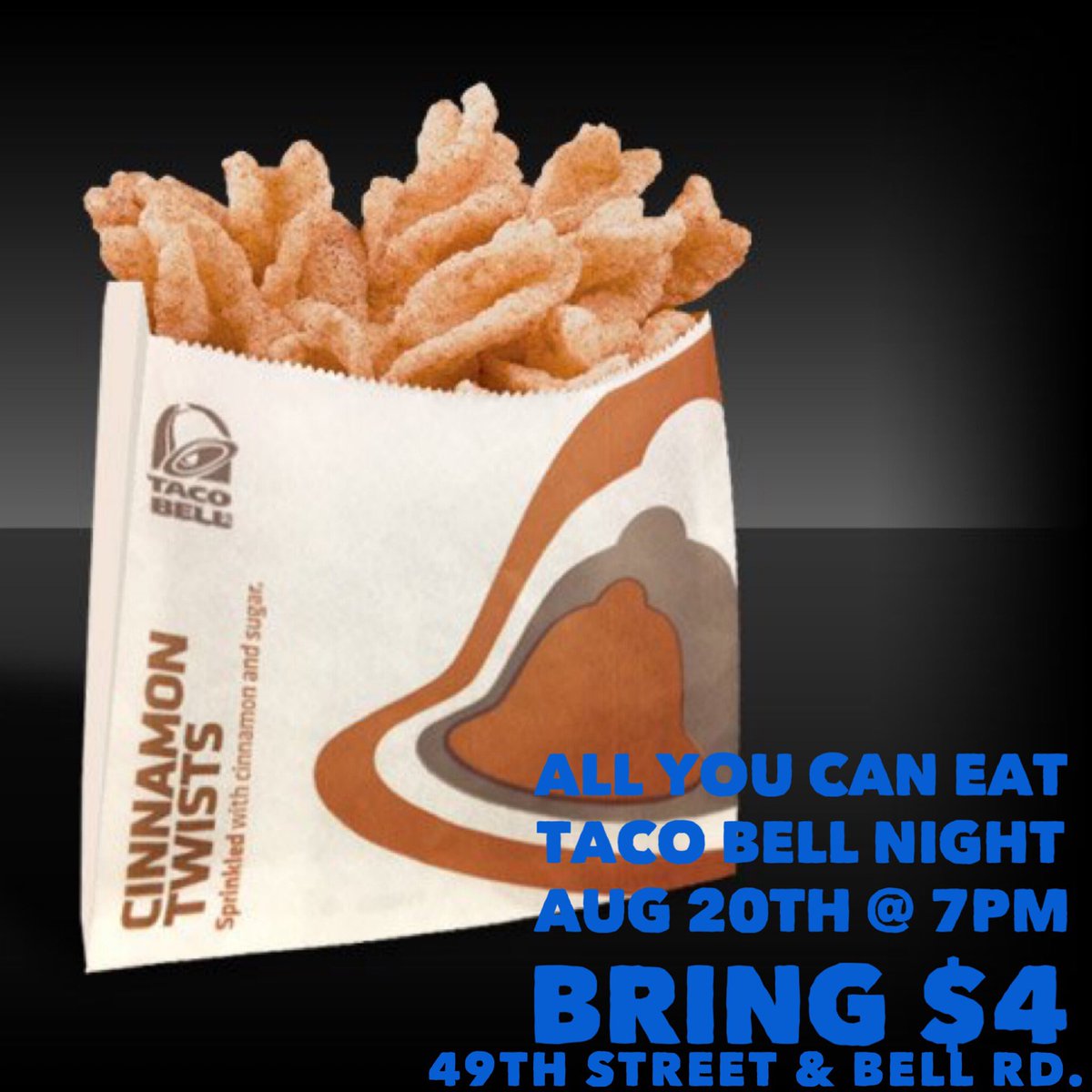 YLsmhs's tweet photo. Younglife’s Taco Bell night, tomorrow!! Bring $4 and 2 friends https://t.co/BKJxFBb1jA