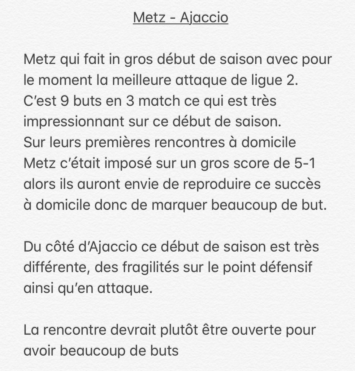 ARDPronos's tweet photo. #pronosAnalysé💸

📄Metz-Ajaccio (+1,5 buts) 
+ 
📄Guimaraes-Feirense (+1,5 buts) 

@ 1,64 | 7€

RT &amp; FAV si tu suis ❤️

#TeamParieur #ParionSport https://t.co/WkS2alPwud