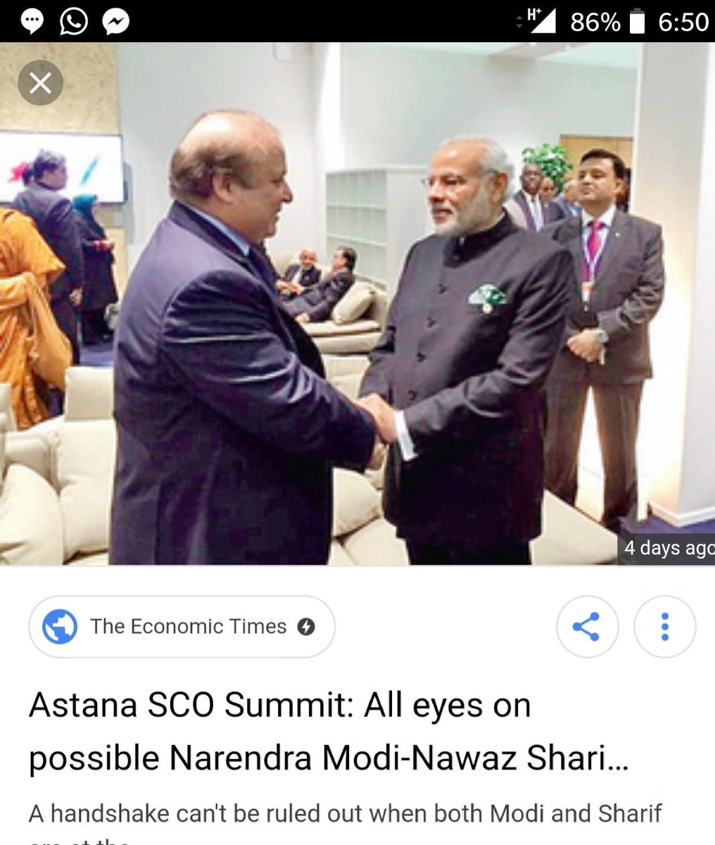 SarveshSays's tweet photo. #PoliticsOfShame Jan 2016 Pathankot attack, Sept 2016 URI Attack and Nov 2016 Nagrota attack- June 2017 PM Modi and Sharif exchanged greetings and shook hands at the Astana Opera Shanghai Cooperation Org (SCO) Summit @republic @RahulGandhi @INCIndia @News18India https://t.co/6wzMjyfZDw