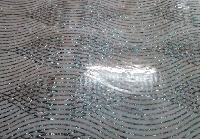 Thassos White flooring with Semiprecious Abalone Shell stone Inlay.