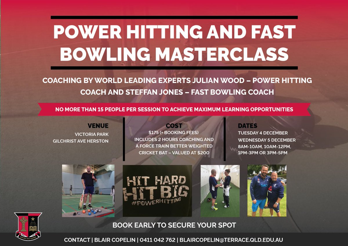 TerraceCricket's tweet photo. An incredible opportunity for those who wish to hit like the pros #hithardhitbig & bowl with #paceandbounce. The 8am-10am time slots are now closed. Get in quick to learn from #worldclass coaches Julian Wood & @SteffanJones105 #forcetrainbetter
https://t.co/f6eVNa5J3Y https://t.co/Pj1uqH8vZY