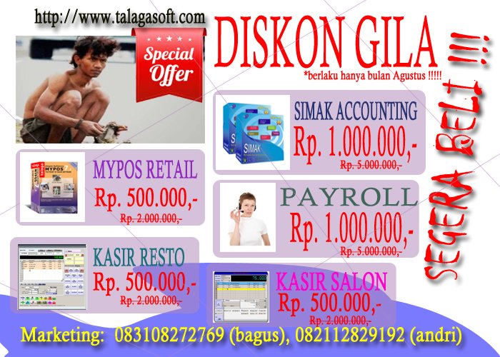 talagasoft's tweet photo. Promosi hebohhh !
hanya untuk bulan Agustus
hubungi: 082112829192 (andri), 083108272769 (bagus)
#PagiPagi #jalanajadulu #SarapanPagi https://t.co/qAa1A0uUDk