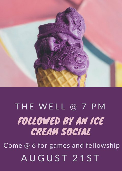 uwgbcm's tweet photo. Here’s the scoop: we are having our first worship service called “the well” THIS Tuesday night followed by an ice cream social! Come at 6 to play games and get to know everyone! It’s going to be a sweet treat you don’t want to miss! https://t.co/1N34aa9K8q