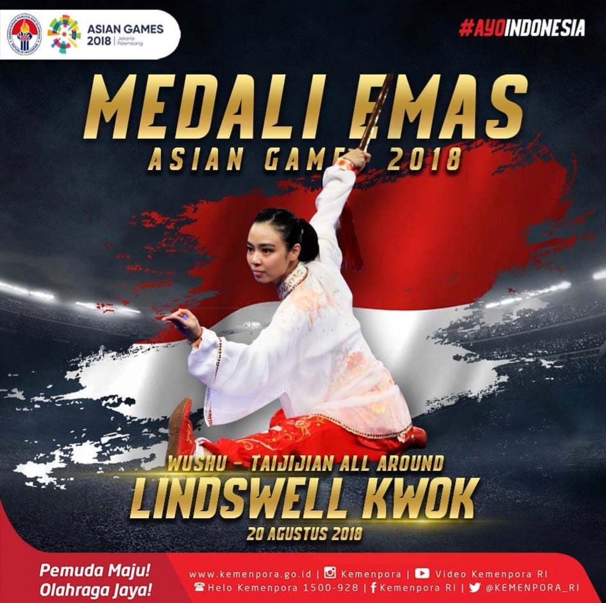 bowdat's tweet photo. Selamat Lindswell Kwok! #AsianGames2018 https://t.co/b0TTMYy0HK