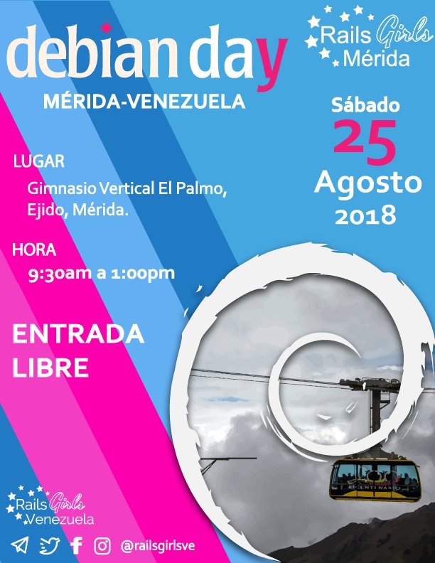 RailsGirlsVe's tweet image. Este año, 4 ciudades en simultaneo se preparan para celebrar el #debianday y las #RailsGirls  Vamos con todo, #Merida #Anzoategui #Lara #Aragua