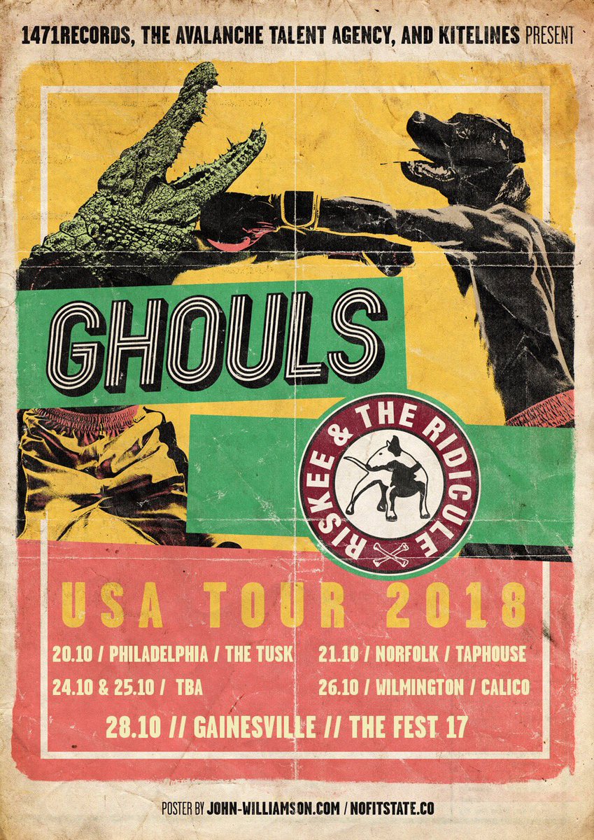 RiskeeRidicule's tweet photo. Just announced, we’re joining our best buds @GhoulsUK for a tour of East Coast #USA! #Philadelphia #NorthCarolina #Florida #Virginia we’re coming for you. https://t.co/eG6V6nBky3