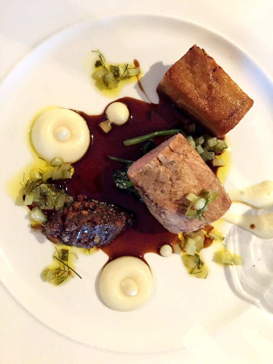 Chilli_and_Choc's tweet image. Great hotel, great staff, great food up at The Edge restaurant in @RedcastleHotel - pork belly with smoked eel, pork fillet and belly with cornichon, scallops and Clonakilty pudding and slow-cooked daube of beef #Ireland #Donegal