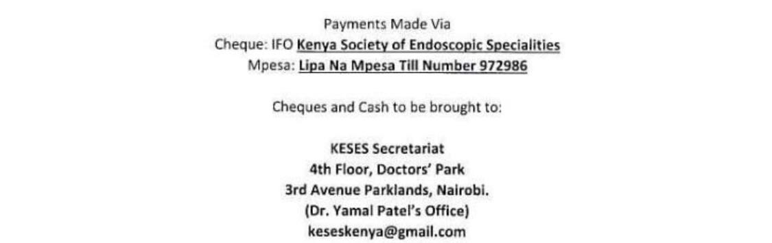A call to all doctors ... 

@keseskenya is holding a basic course in minimal invasive surgery on 14th &amp; 15th Sept at NSSC Chiromo campus. Technology is advancing and patients want minimal scarring when it comes to surgery. 

For further details please check attached poster.