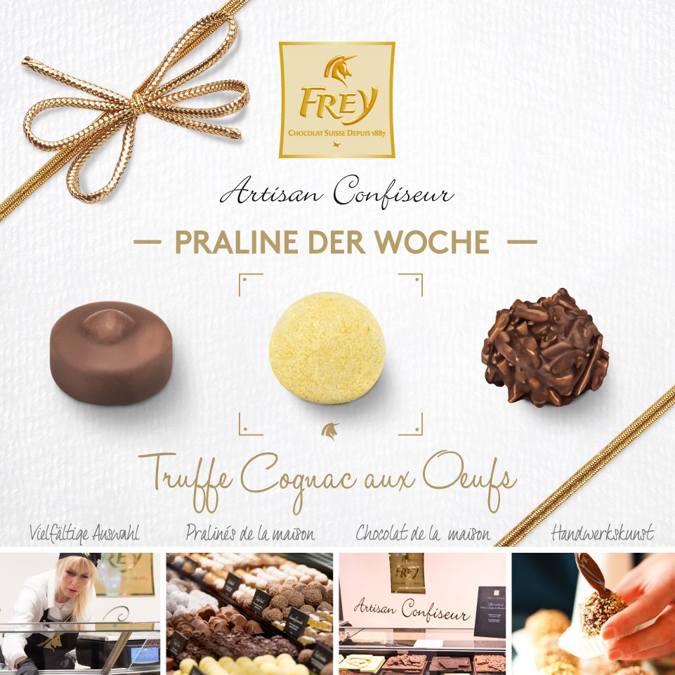 Die Spezialität für Kenner!
Die aromatische Füllung mit Eierkognac verleiht diesem aussergewöhnlichen Truffe aus Milchschokolade seine Einzigartigkeit. 
Probiert unser "Praline der Woche" in unserer Schokoladenboutique "Artisan Confiseur" in der Migros Schweizerhof Luzern.