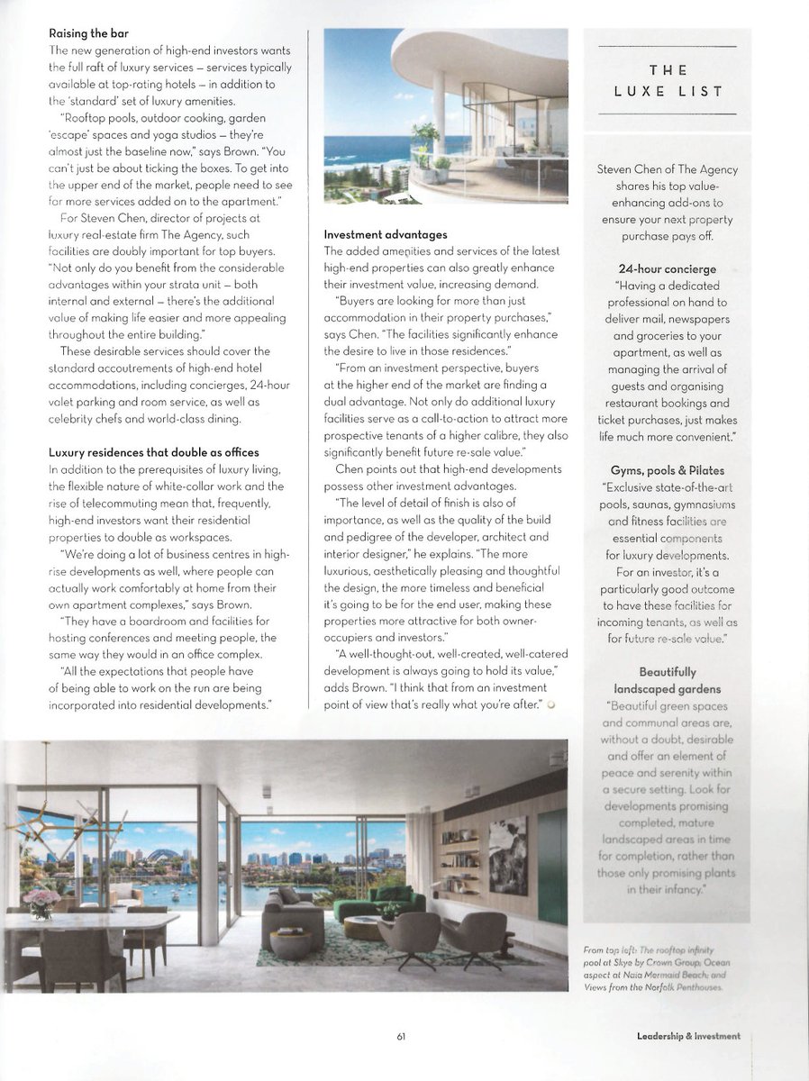 AgencyProjects's tweet photo. Our Executive Director Steven Chen is featured in the Winter 2018 issue of @Crown_Group's Crown Lounge magazine, where he gives insight on buyers' behaviours - "looking for more than just accomodation in their #property purchases." https://t.co/ZiZWdaL3mD