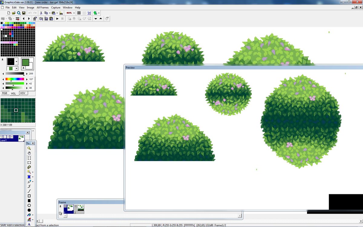 PixelABCD's tweet photo. Tried to draw some bushes for #nightkeep, I am not working on it. Sometimes I just want to take a break from the current project, Armortale (https://t.co/23iPt9PZnO). Flipped object was just a mere test, not usable. https://t.co/atcNFk01yi