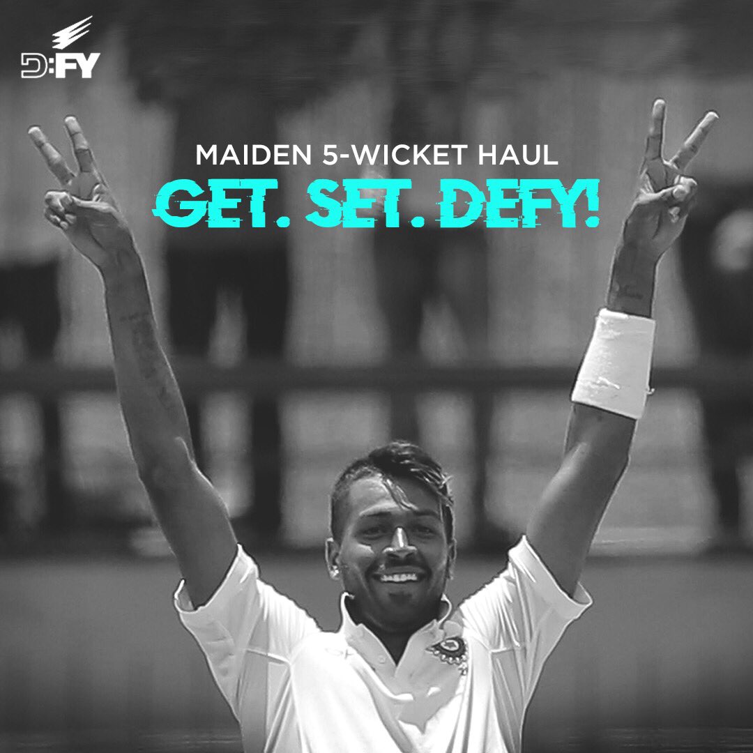 What better way to defy your critics than your maiden 5-wicket haul in Test Cricket. Congratulations <a href="/hardikpandya93/">hardikpandya7</a> on this achievement! Here's to many more defiant moments that await you! #GetSetDefy