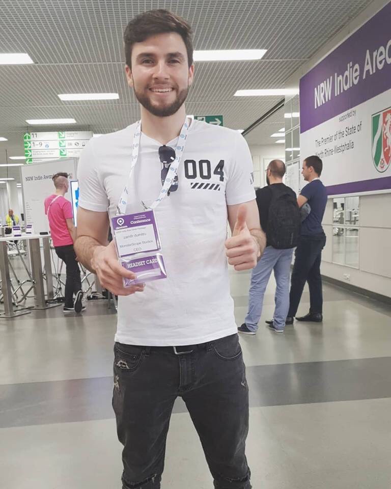 MstrScopeStdios's tweet photo. MonsterScope Studios CEO and founder @zamfirinator and lead Artist @shanti_dumitru arrive in Germany for #GamesCom2018 https://t.co/TnY1t7169L