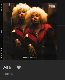 Mickey_Army's tweet photo. Go check out All In from @lexluofficial ❤️🖤

Check it out on @Spotify @GooglePlayMusic @iTunes 🧐  
#ListenNow #Music  #ListenTo #LexLu #ALLIN #HipHopMusic #independent 👏🏾👍🏾🙌🏾👑 ❤️🖤 https://t.co/rZzPxLpz5Z