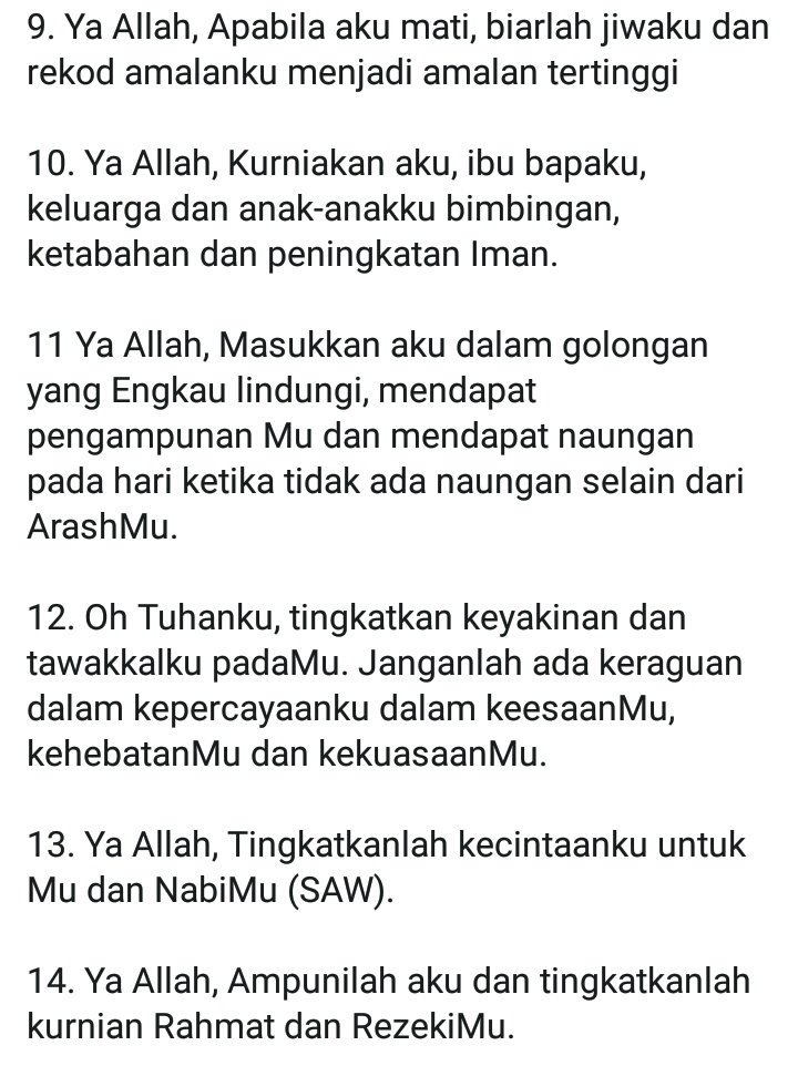 ZyhaSheik's tweet photo. Esok 21 Ogos 2018 (Hari Arafah). Doa lah dengan sepenuh hati. Semoga Allah memberi rahmat dah hidayah kepada kita. Aamiin. Ini antara doa² yang boleh dimasukkan dalam doa kita nanti. Share daripada Facebook. https://t.co/mrsexTsviX