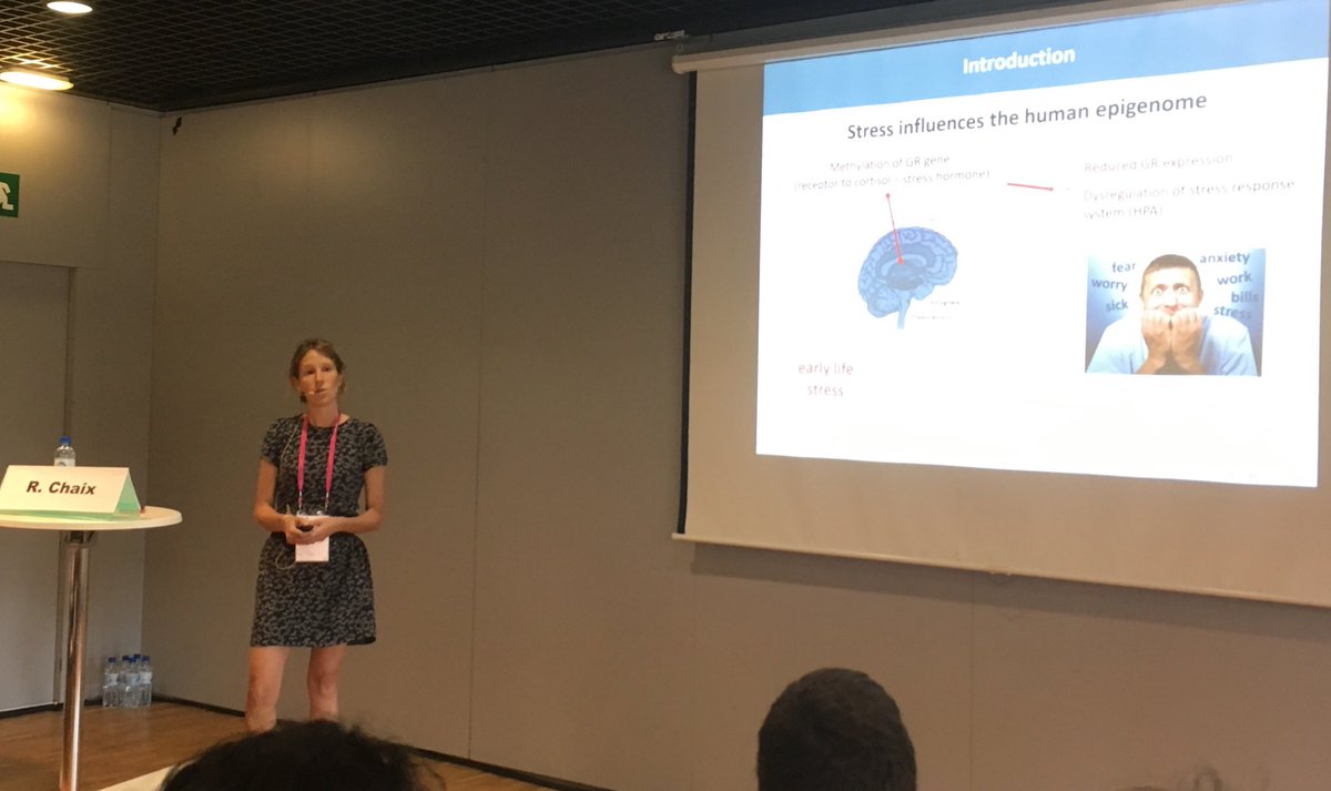 GrunauChristoph's tweet photo. Great talk of #RTP3E member Raphaëlle Chaix to close the epigenetics symposium at #ESEB2018. Meditation practice slows epigenetic clock. https://t.co/0cdiLxS9gB