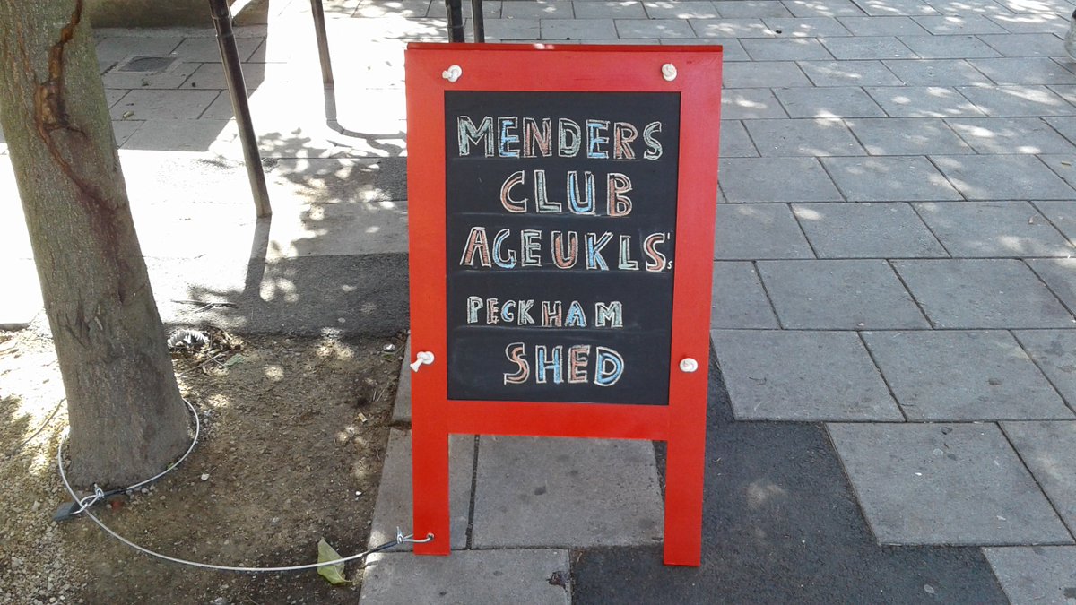 ClubMenders's tweet photo. #MendersClub #Peckham Happy to have a last our very own pavement board for advertising. Want to know more? Please, pop into our workshop at: 167 Peckham Hill Street SE15 5JZ. We are open on Fri: 10 am to 5 pm &amp; on Sat: 11 am to 5 pm. @ClubMenders @AgeUKLS https://t.co/NEIglGm2mU