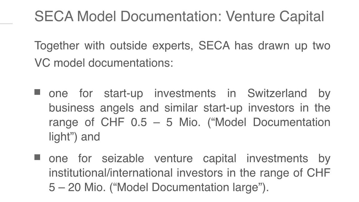 Great stuff for🇨🇭angel investors + startups: #SECA published a legal template to be applied for investments btw 0.5-5m (model doc light) in addition to the well received templates for bigger rounds (5-20m).

#VentureCapital #startup #businessangel 

seca.ch/templates/temp…