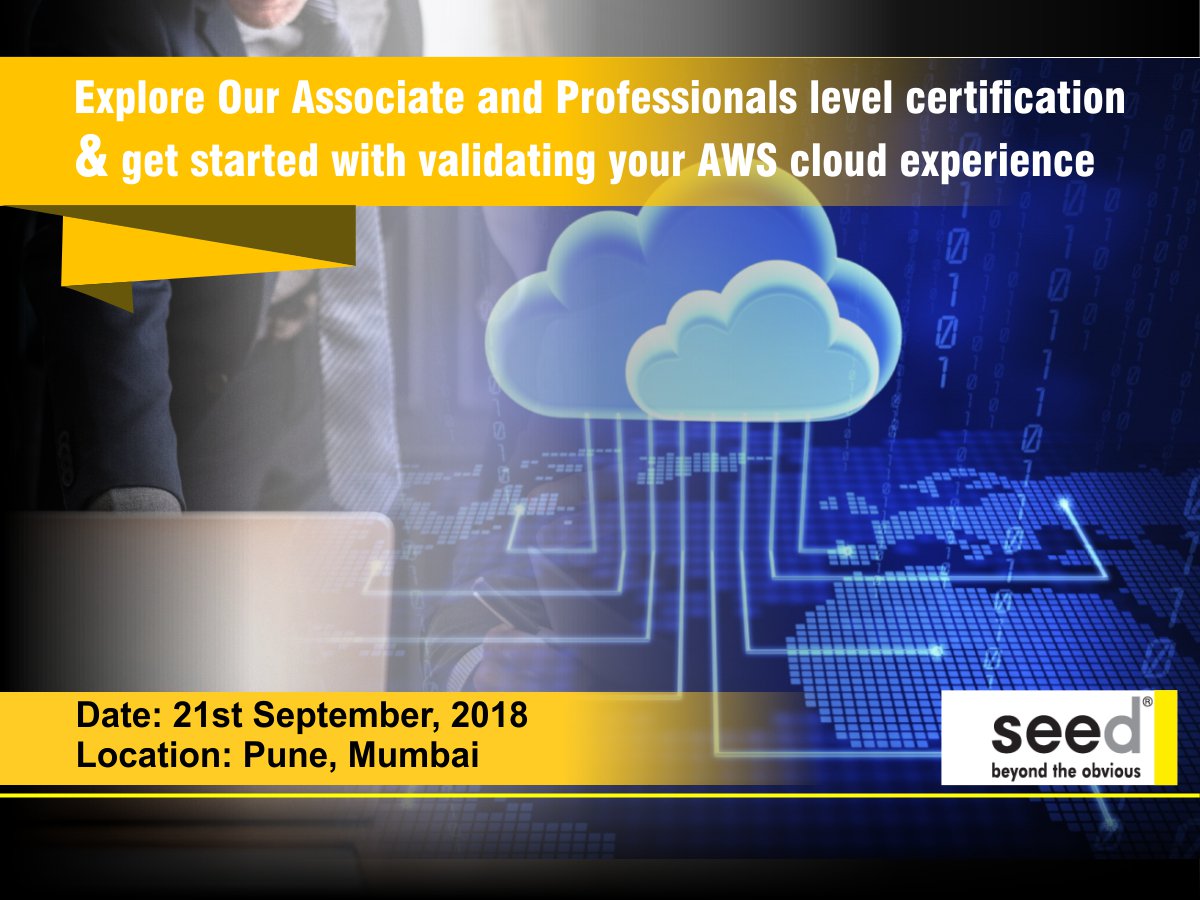 seed_workshops's tweet image. Explore our associate and professionals level certification and get started with validating your AWS cloud experience
Apply goo.gl/Bx8wHK
#introductiontoaws, #cloudcomputingtutorialforbeginners, #awsinstance, #awscertifiedsolutionarchitecttraining, #amazonwebservices,