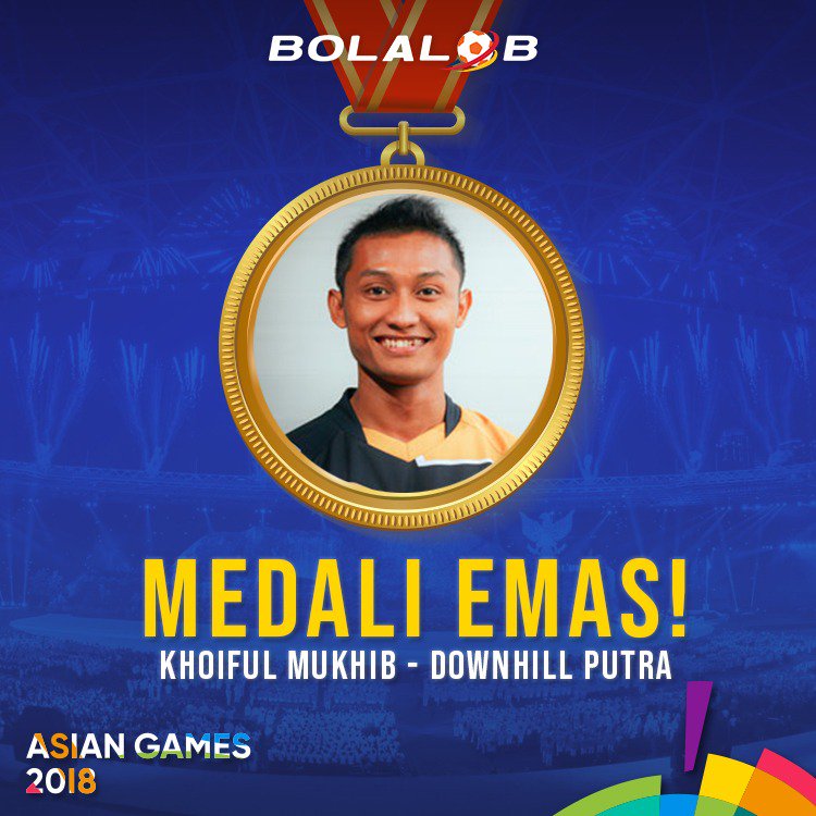 EMAS BERIKUTNYA! Indonesia sukses mendapatkan medali emas keempat di #AsianGames2018 melalui cabang Downhill Putra. Khoiful Mukhib sukses mendapatkan medapi emas setelah sukses finish dengan capaian waktu 2:16.687, berbeda 1,4 detik dari lawannya. Downhill dua emas! MANTAPPPP