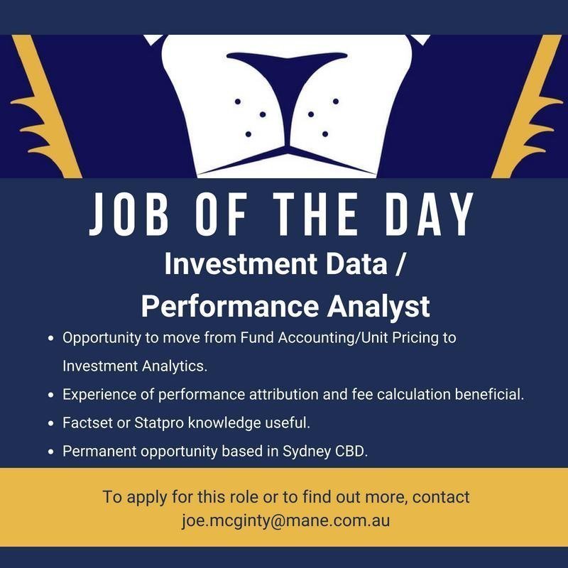 maneconsulting's tweet photo. Follow @maneconsulting for daily #job updates across #accounting #finance #insurance #devops #digitalmarketing #jobsearch #sydney
#dataanalysis #analysts #performanceattribution #fundaccounting #unitpricing #factset #statpro https://t.co/aDMWIiITeO