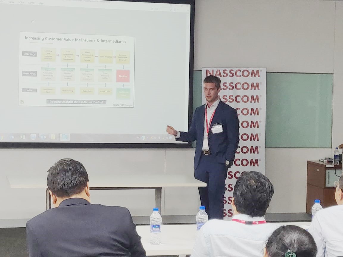 Pentationatics's tweet photo. Pentation Analytics was a part of #PutAItowork by NASSCOM, with Dr. Pameet Singh presenting Artificial Intelligence and Analytics use-cases within insurance, supported by @TheCyberSteve (recognized globally among Top 50 InsurTech Influencers).  @BobBausmith https://t.co/Dt3VXxOzgP