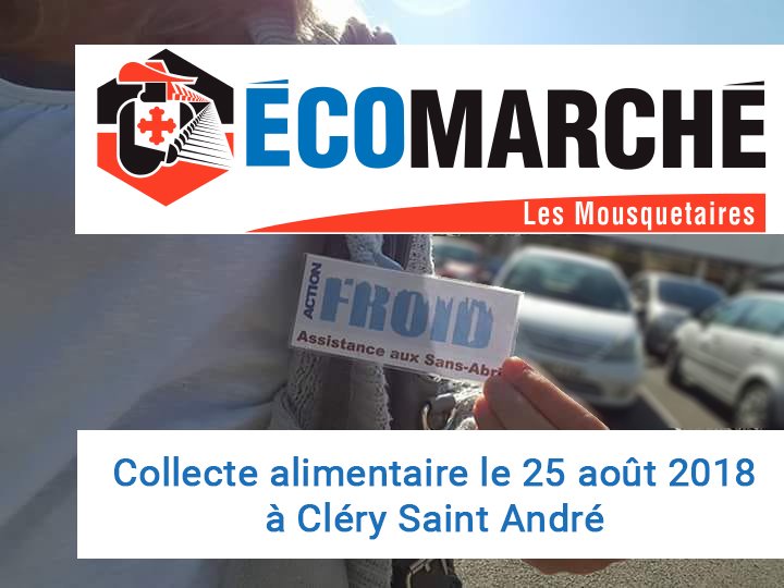 Action_Froid's tweet photo. L'antenne d'#ActionFroid Orléans organise une collecte alimentaire à l'Ecomarché de #ClérySaintAndré, ce samedi 25 août 2018, toute la journée. 
Merci d'avance pour votre accueil et vos dons. https://t.co/YVyyI7LUXQ