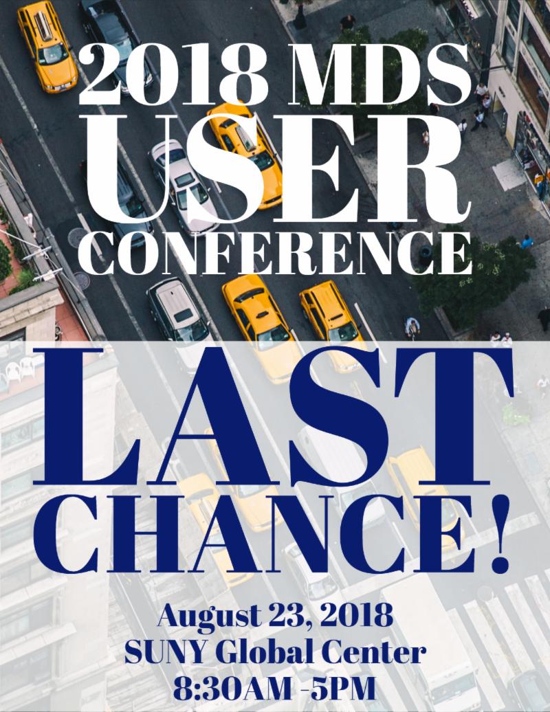 MDSSoftware's tweet image. Last Chance to purchase Full Day Conference Tickets to the 2018 MDS User Conference!#GetInSPIREdByMDS #NYUserConference #LISSConsultingGroup #CHIPny #BankUnited conta.cc/2BrWRF1